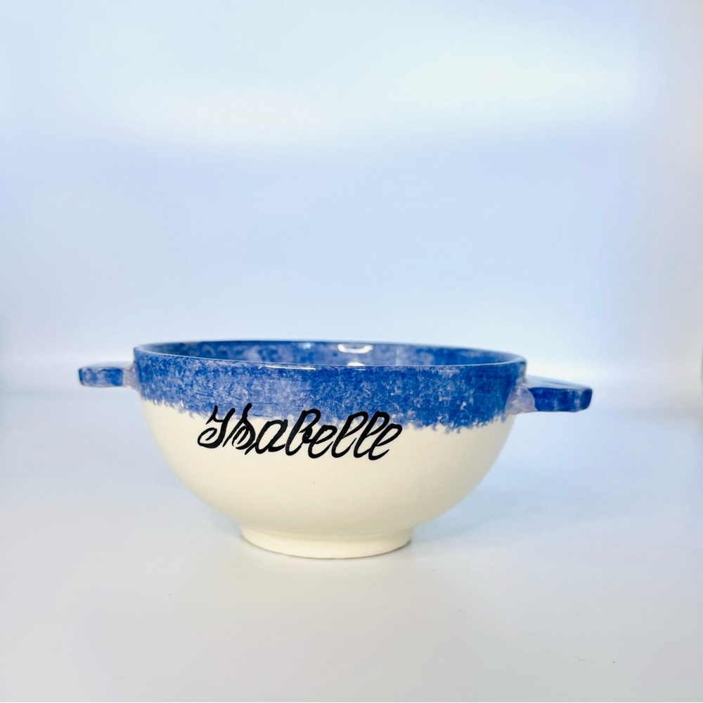 Vintage  French Quimper Porringer Bowl – Isabelle – Faience Pottery Lug Bowl